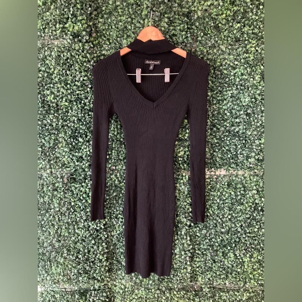 Derek Heart Black Ribbed Long Sleeve Dress